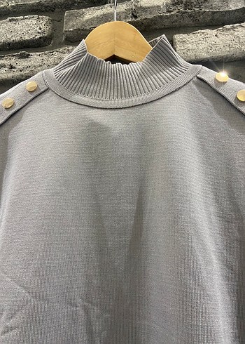 Düğmeli Gri Uzun Kollu soğuk iplik merserize - Görsel 7