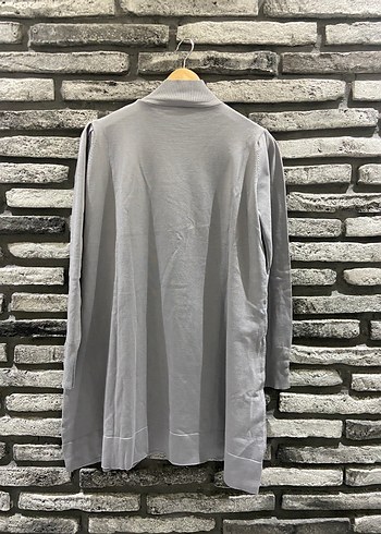 Düğmeli Gri Uzun Kollu soğuk iplik merserize - Görsel 6