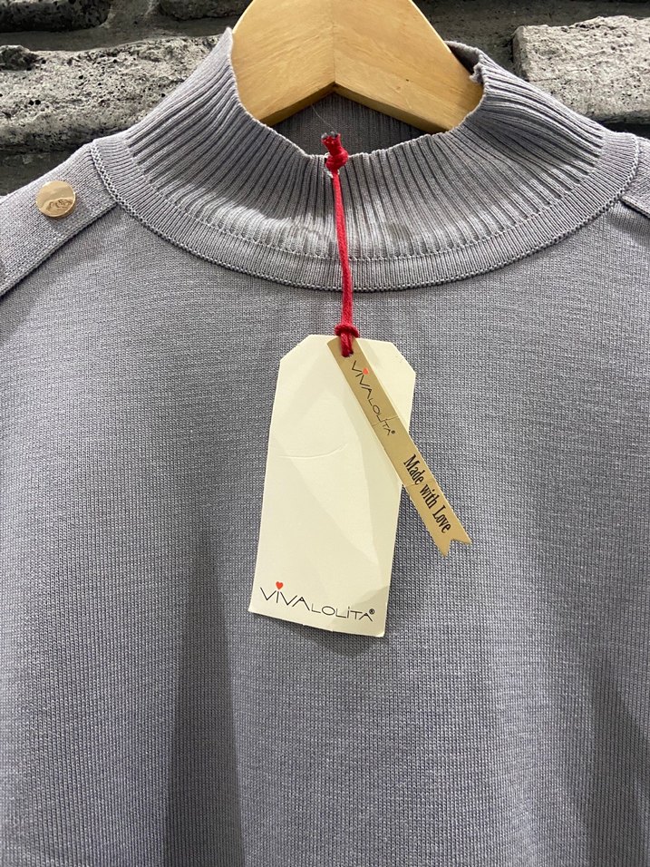 Düğmeli Gri Uzun Kollu soğuk iplik merserize - Görsel 2