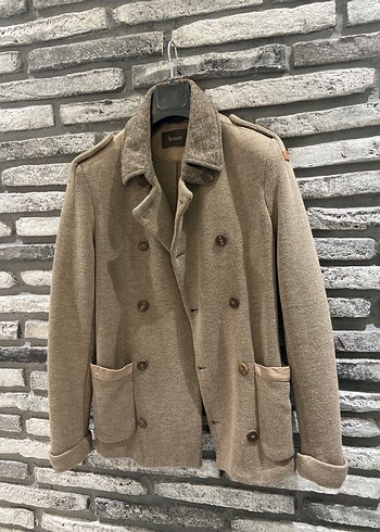 Düğmeli Kahverengi Yün Erkek Kaban - Görsel 2