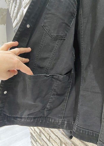 Düğmeli Siyah Kadın Denim Ceket - Görsel 6