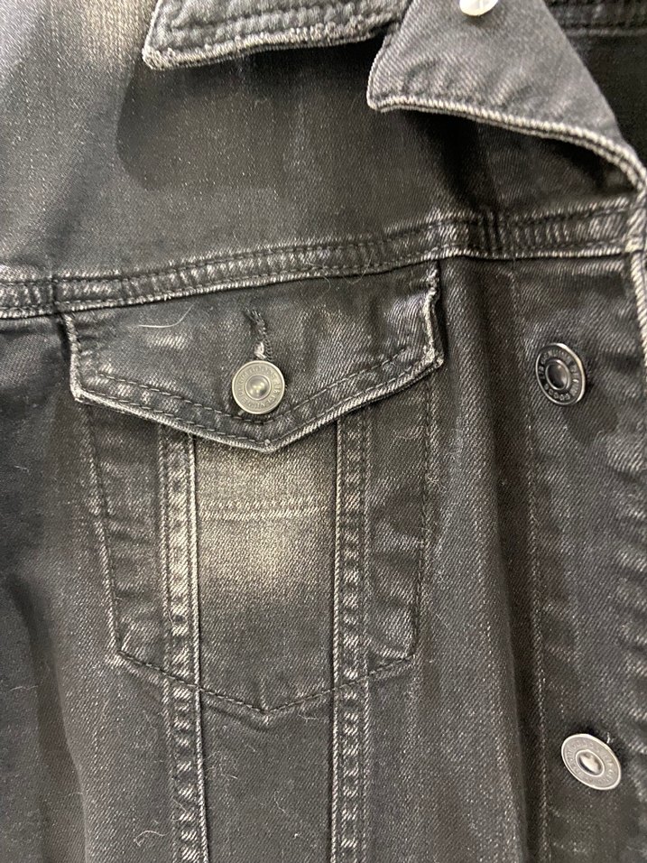 Düğmeli Siyah Kadın Denim Ceket - Görsel 4