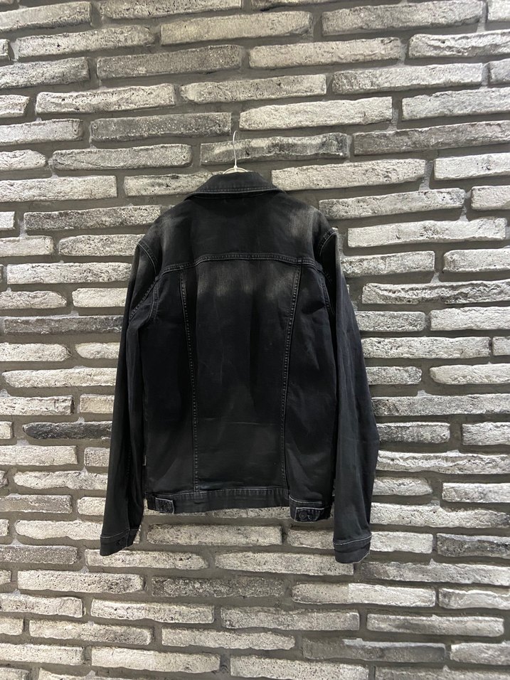 Düğmeli Siyah Kadın Denim Ceket - Görsel 5