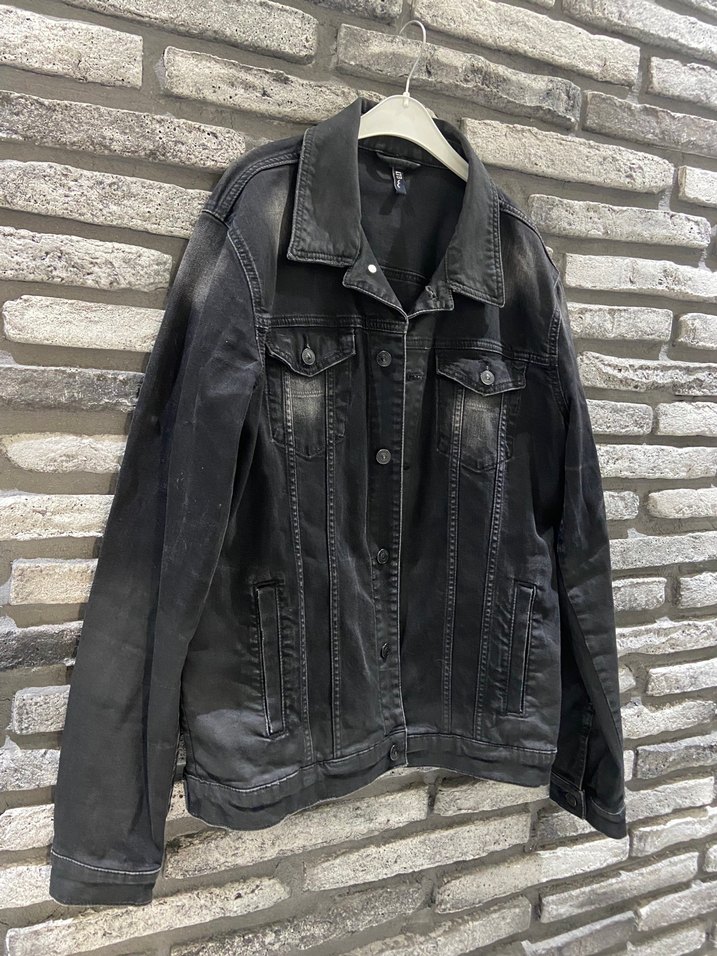 Düğmeli Siyah Kadın Denim Ceket - Görsel 2