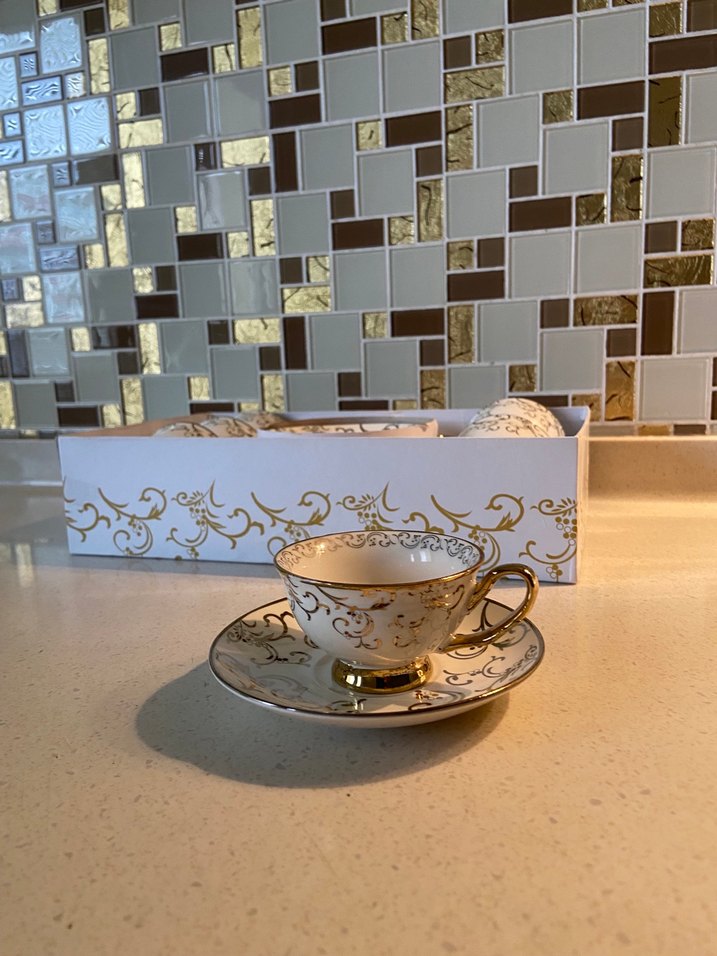 Altın renkli desenli fincan takımı - Görsel 5