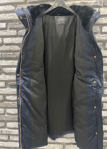 Siyah Kadın Uzun Kaban, Kürklü, Günlük - Görsel 5