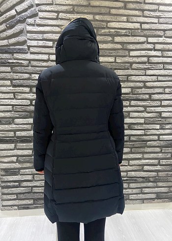 Siyah Kadın Uzun Kaban, Kürklü, Günlük - Görsel 4