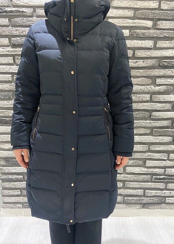 Siyah Kadın Uzun Kaban, Kürklü, Günlük - Görsel 3