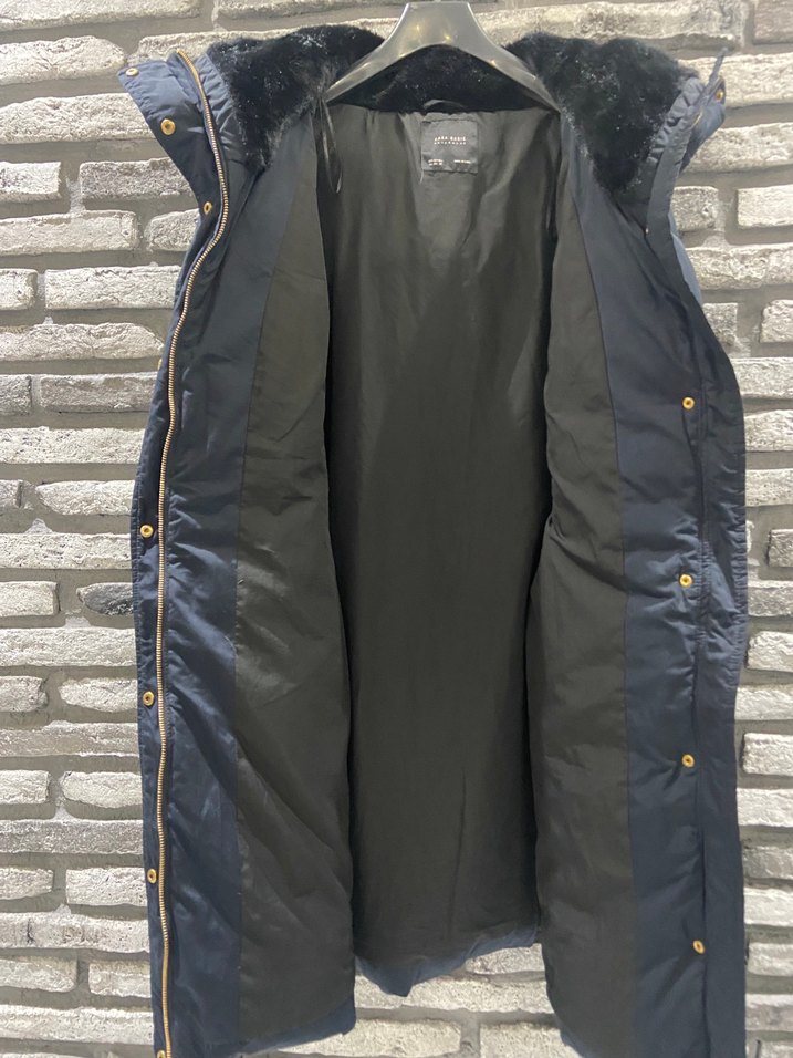 Siyah Kadın Uzun Kaban, Kürklü, Günlük - Görsel 5