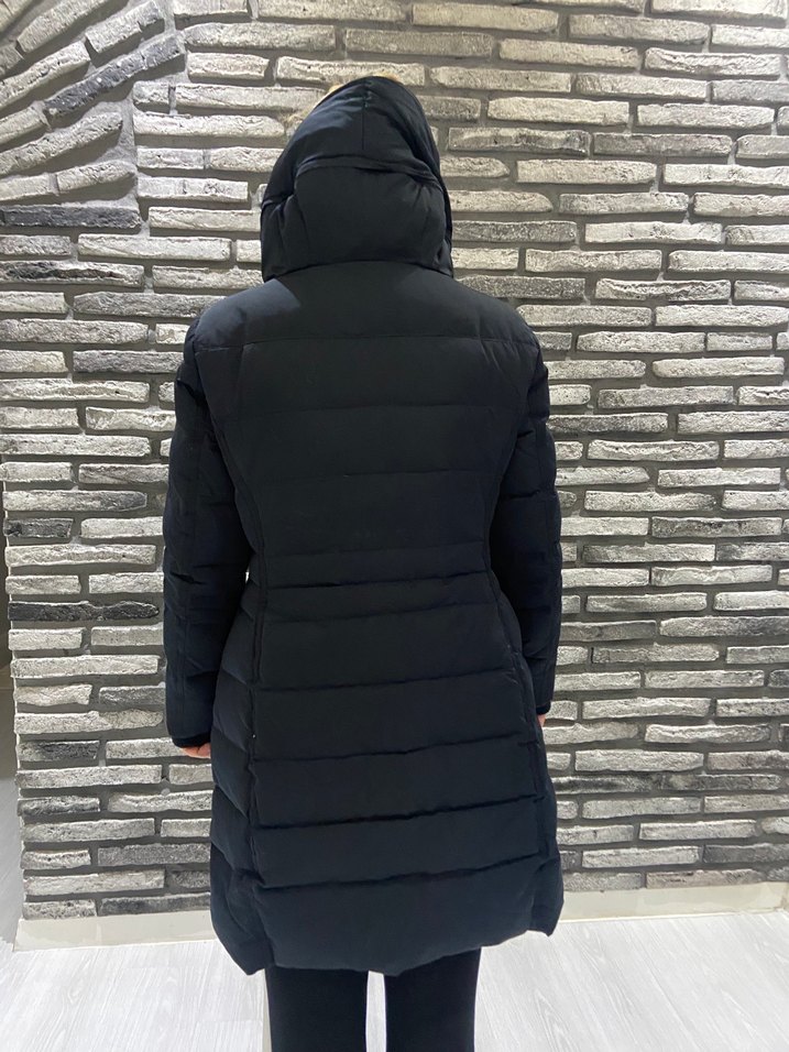 Siyah Kadın Uzun Kaban, Kürklü, Günlük - Görsel 4