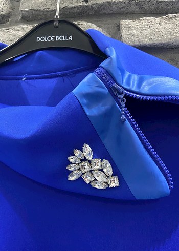 Mavi Yüksek Yakalı Kadın Sweatshirt - Görsel 4