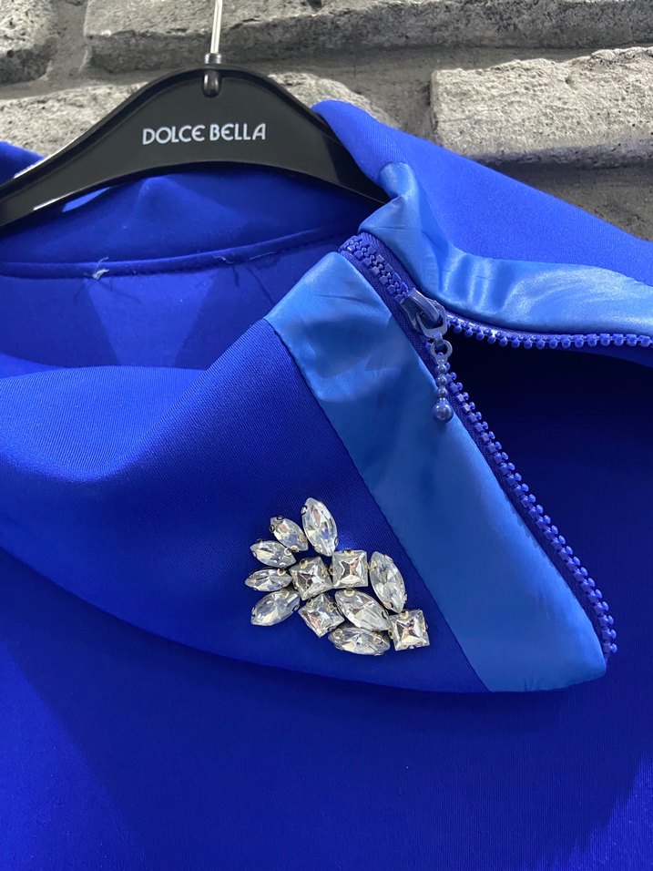 Mavi Yüksek Yakalı Kadın Sweatshirt - Görsel 4