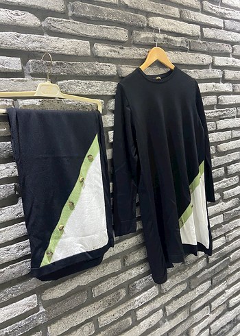 Siyah Kadın Pamuklu Uzun Kollu Eşofman Takımı - Görsel 2