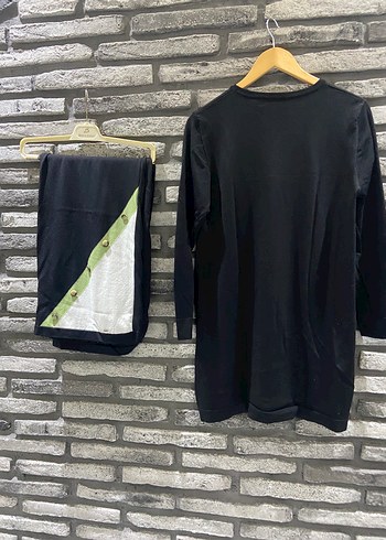 Siyah Kadın Pamuklu Uzun Kollu Eşofman Takımı - Görsel 3