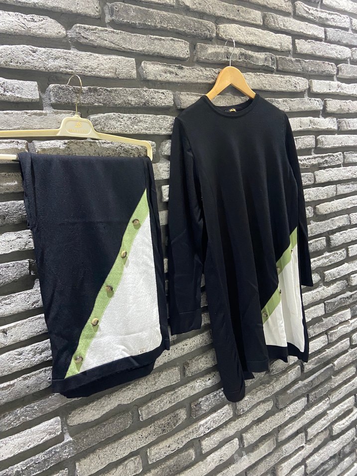 Siyah Kadın Pamuklu Uzun Kollu Eşofman Takımı - Görsel 2