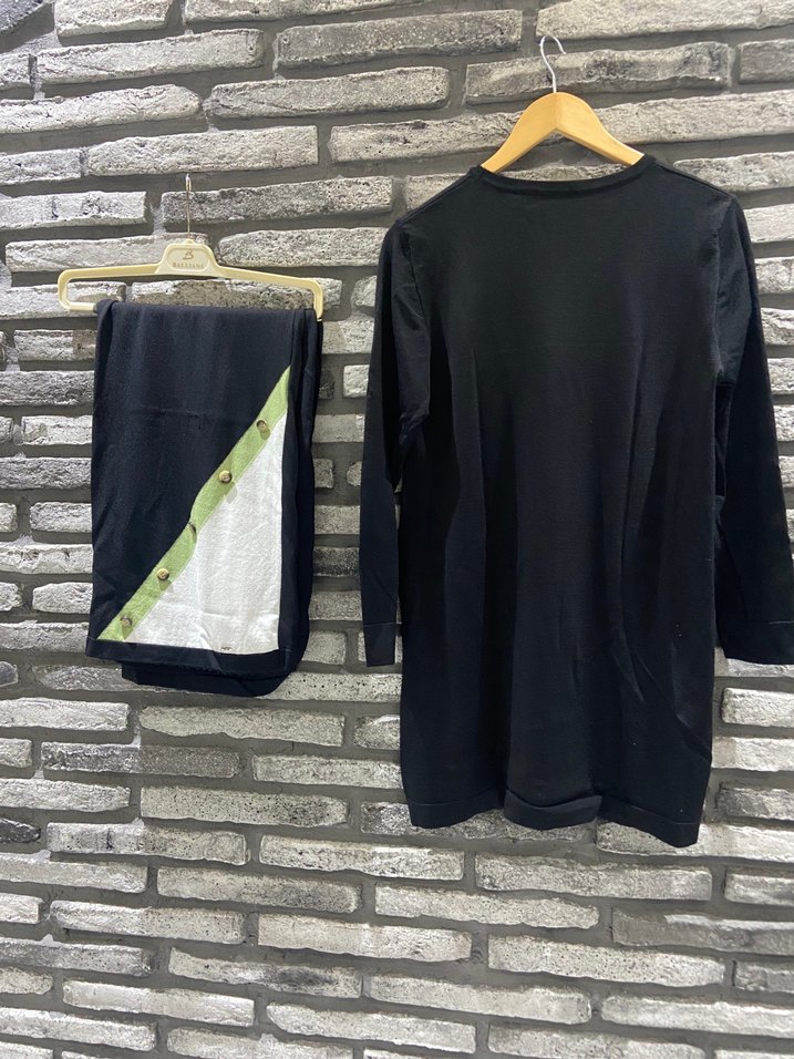 Siyah Kadın Pamuklu Uzun Kollu Eşofman Takımı - Görsel 3