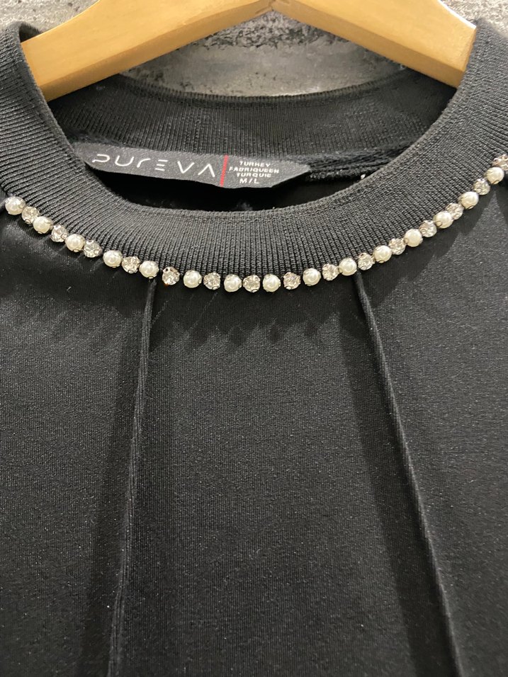 Siyah kadın taşlı şık takım - Görsel 4