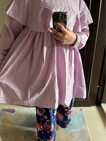 xl Beden Lila Rengi Ferah Kumaş Tunik