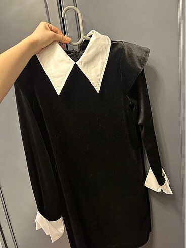 m Beden siyah Renk Kadife yakalı elbise