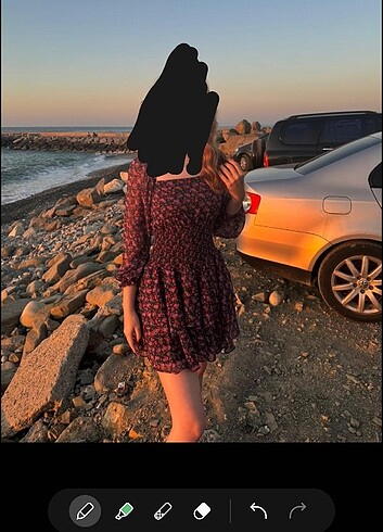 34 Beden koton çiçekli mini elbise