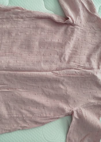 5 Yaş Beden Kız Çocuk Pembe Keten Düğmeli Bluz