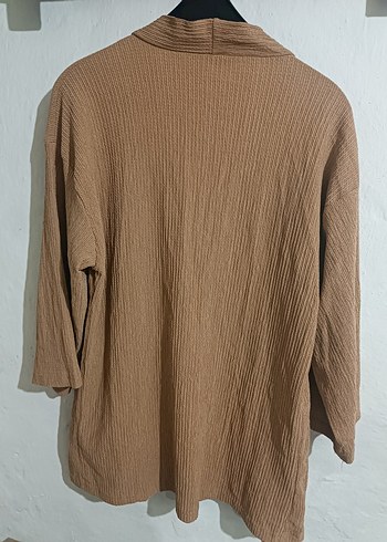 m Beden Bej Uzun Kollu Kadın Keten Kimono