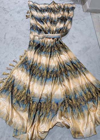 Mavi Parlak Bohem Batik Desenli Perde - Görsel 3