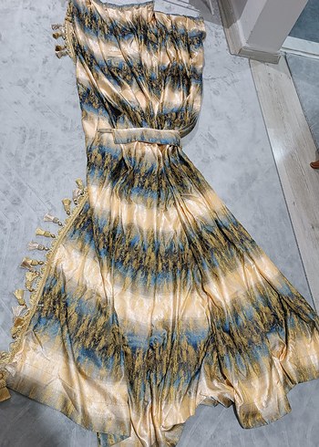 Mavi Parlak Bohem Batik Desenli Perde - Görsel 4