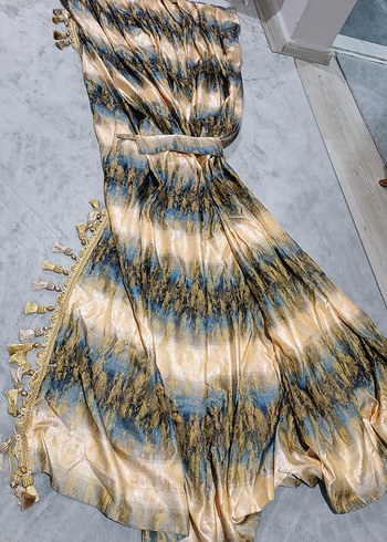 Mavi Parlak Bohem Batik Desenli Perde - Görsel 2