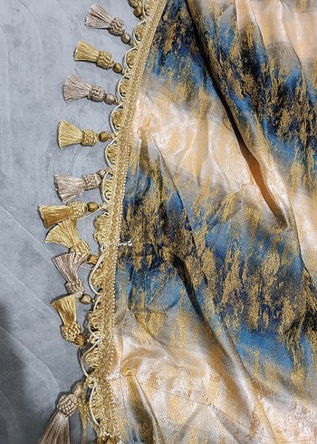 Mavi Parlak Bohem Batik Desenli Perde - Görsel 5