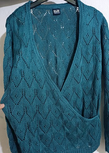 Bohem Tarz Turkuaz Kadın Triko Hırka - Görsel 4