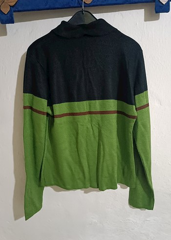 Kırmızı Siyah Boğazlı Örgü Kadın Kazak - Görsel 3