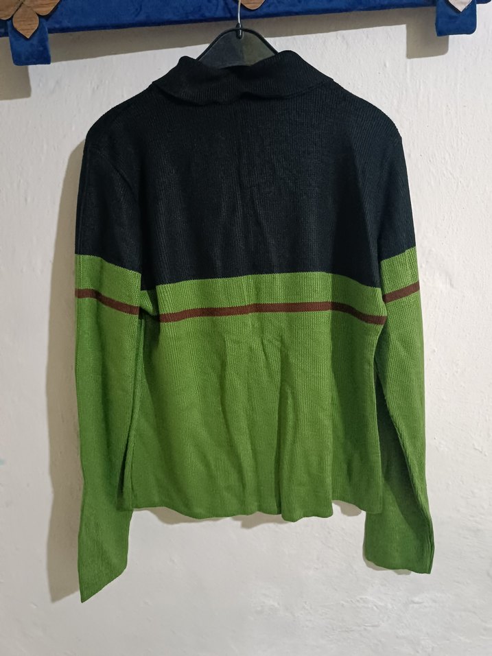 Kırmızı Siyah Boğazlı Örgü Kadın Kazak - Görsel 3