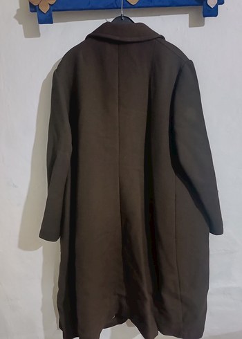 Düğmeli Uzun Kahverengi Kadın Yün Kaban - Görsel 2