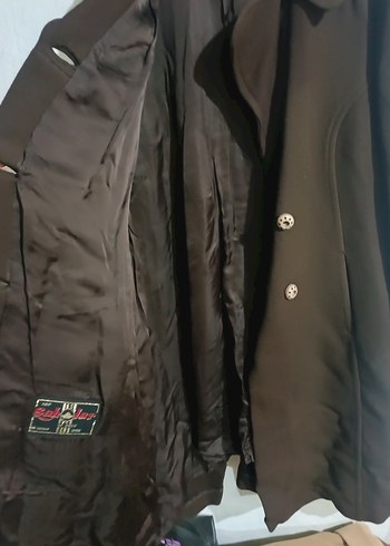 Düğmeli Uzun Kahverengi Kadın Yün Kaban - Görsel 5