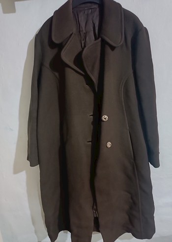 Düğmeli Uzun Kahverengi Kadın Yün Kaban - Görsel 6