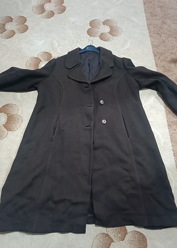 Düğmeli Uzun Kahverengi Kadın Yün Kaban - Görsel 3