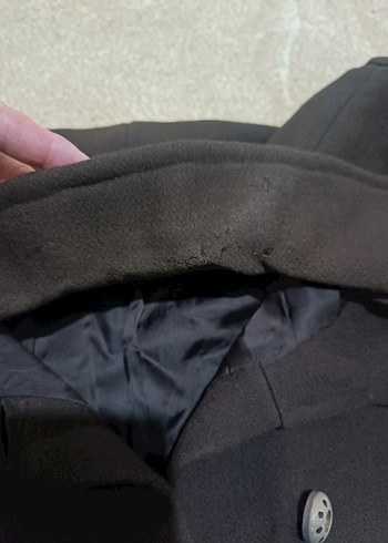 Düğmeli Uzun Kahverengi Kadın Yün Kaban - Görsel 8