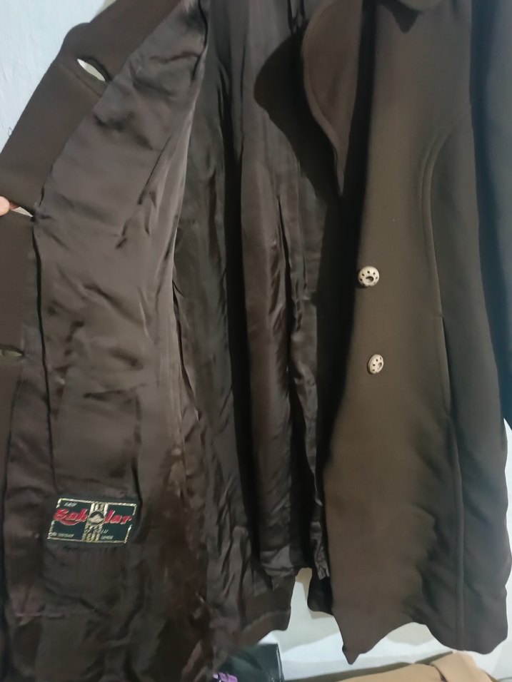 Düğmeli Uzun Kahverengi Kadın Yün Kaban - Görsel 5