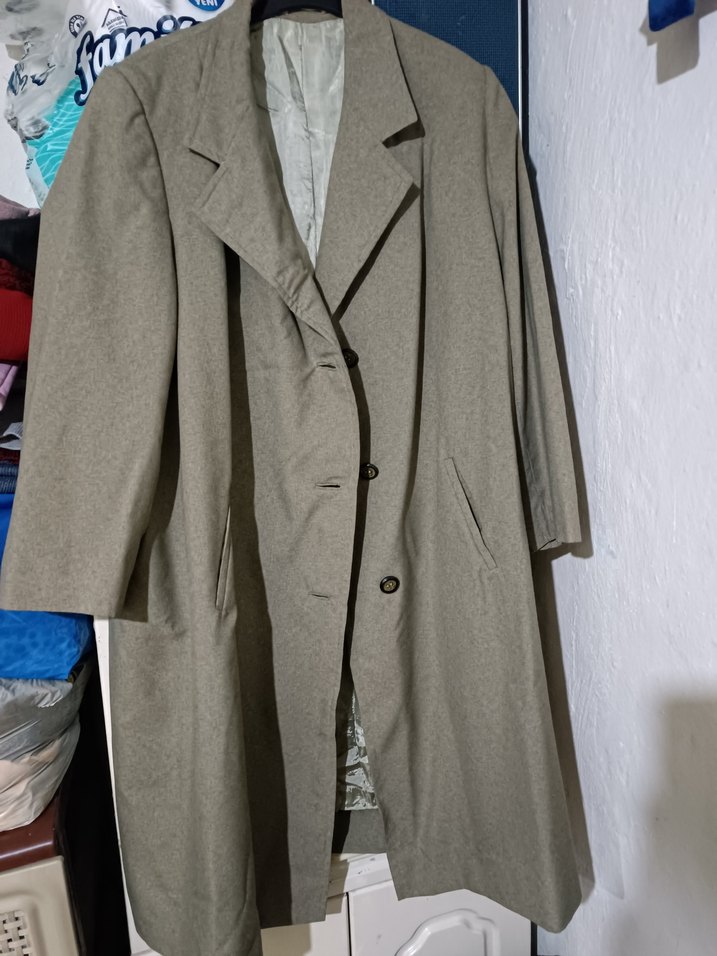 Bej Düğmeli Uzun  Kaban - Görsel 5