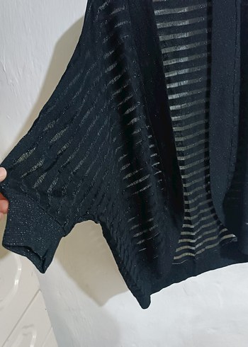 Siyah Örgü Kadın Midi Hırka - Görsel 3