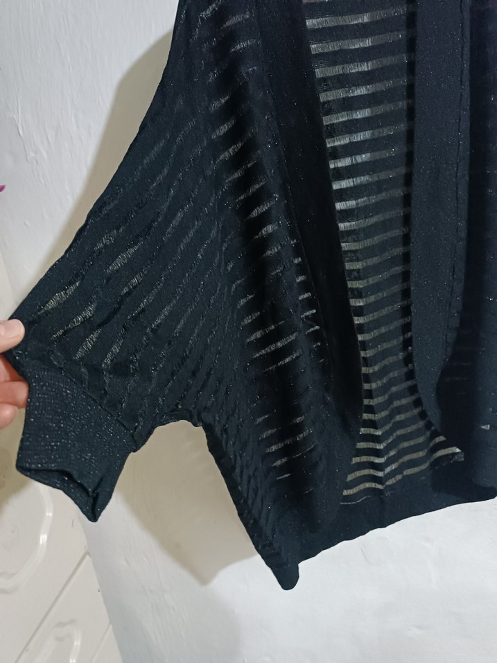 Siyah Örgü Kadın Midi Hırka - Görsel 3