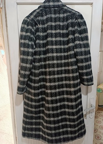 Düğmeli Gri Uzun Kadın Yün Kaban - Görsel 2