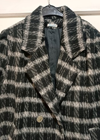 Düğmeli Gri Uzun Kadın Yün Kaban - Görsel 5