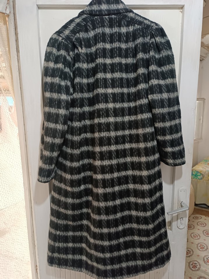 Düğmeli Gri Uzun Kadın Yün Kaban - Görsel 2