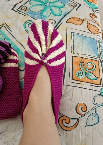 Mor Örgü Kadın Ev Terliği - Görsel 2