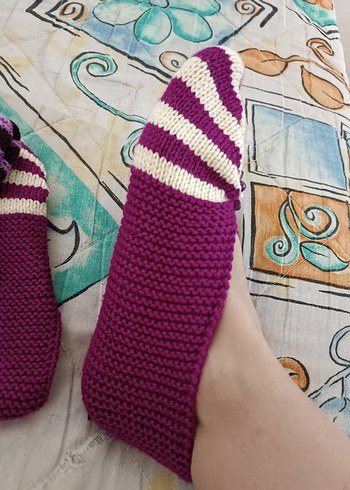 Mor Örgü Kadın Ev Terliği - Görsel 4