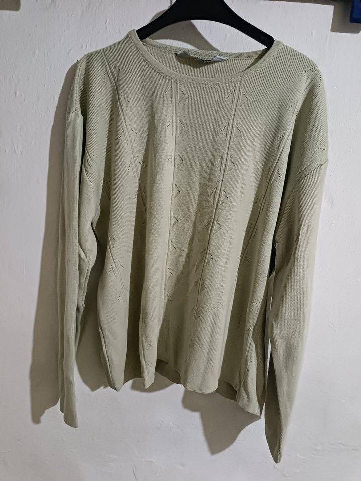 Bej Kadın Keten Triko Kazak - Görsel 3