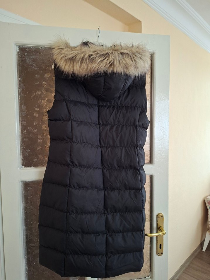 Kahverengi Kürklü Kapüşonlu Kadın Yelek - Görsel 2