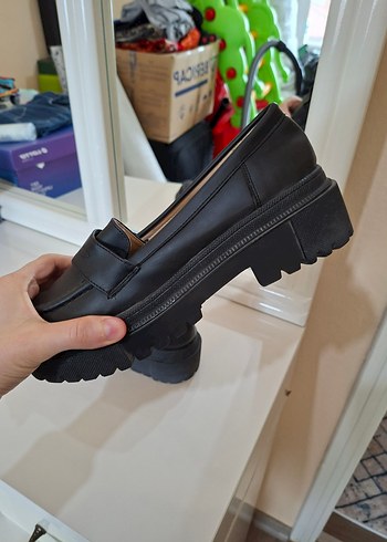 Siyah Platform Topuklu Kadın Loafer - Görsel 2